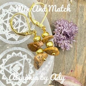 Alquimia Gold and Tan jasper Earrings